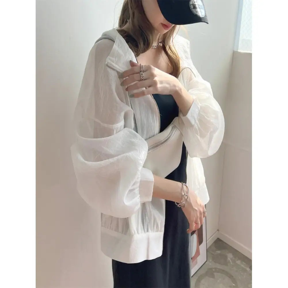 Thin Hooded Sun Protection Jacket – same ANTHEM. Soulmate Streetwear - White / Free Size