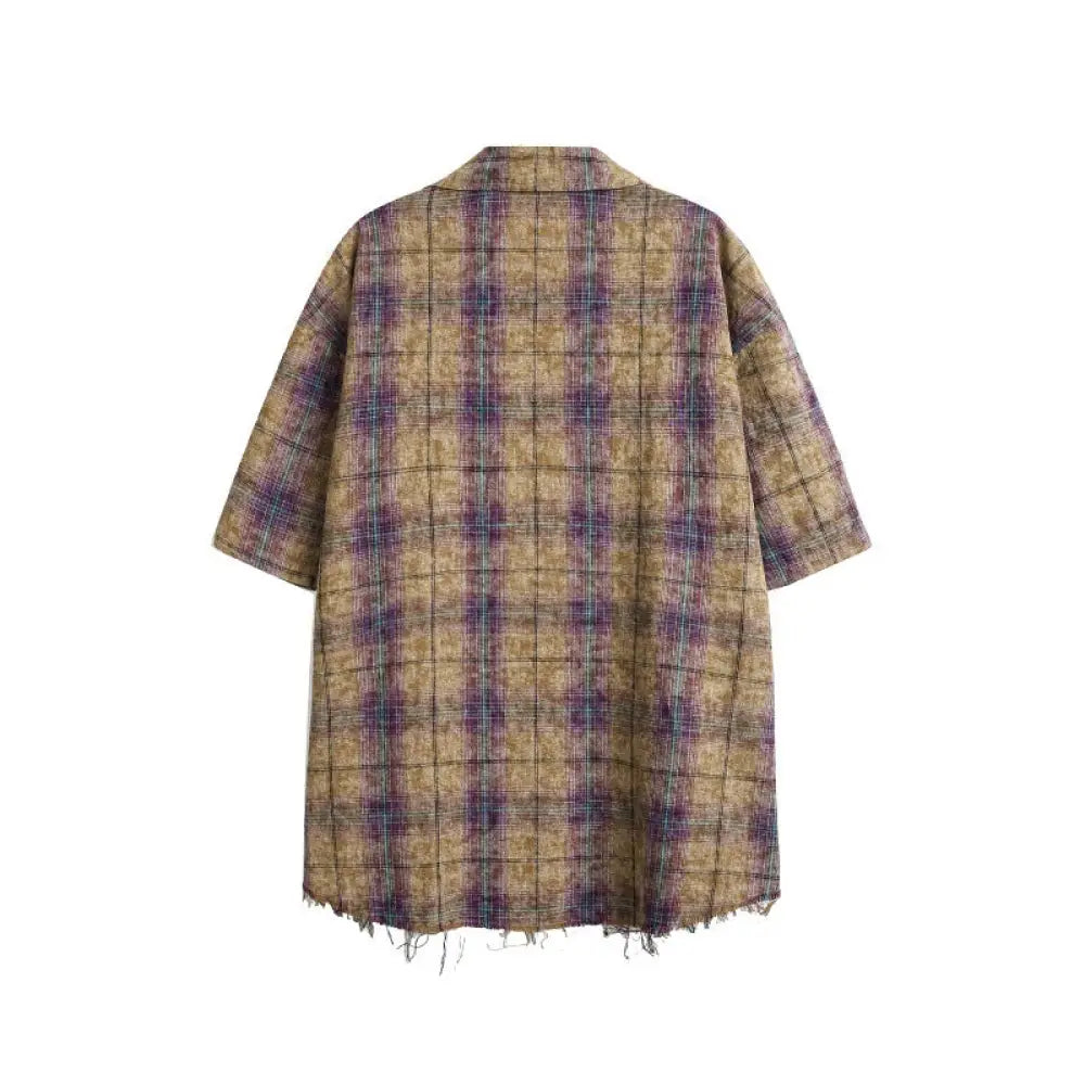 Tie Dye Checkered Tassel Shirt – same ANTHEM. Loose Soulmate Streetwear