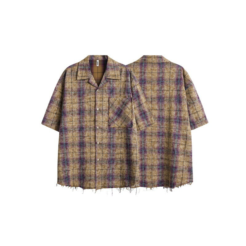Tie Dye Checkered Tassel Shirt – same ANTHEM. Loose Soulmate Streetwear