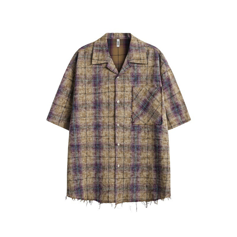 Tie Dye Checkered Tassel Shirt – same ANTHEM. Loose Soulmate Streetwear