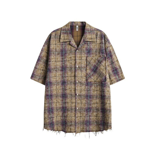 Tie Dye Checkered Tassel Shirt – same ANTHEM. Loose Soulmate Streetwear