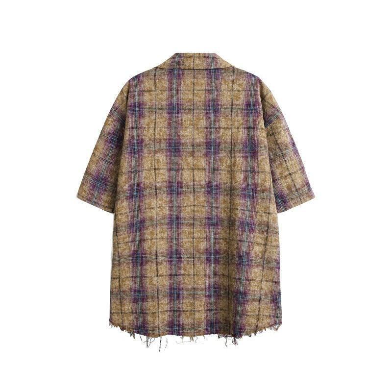 Tie Dye Checkered Tassel Shirt – same ANTHEM. Loose Soulmate Streetwear