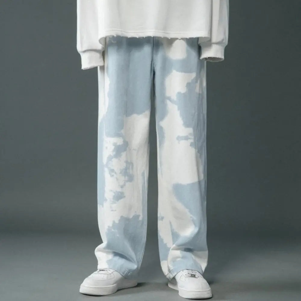 Tie Dyed Denim Straight Leg Pants for Boys – Casual Cool Soulmate Style | Same Anthem - Blue / 2XL - Pants
