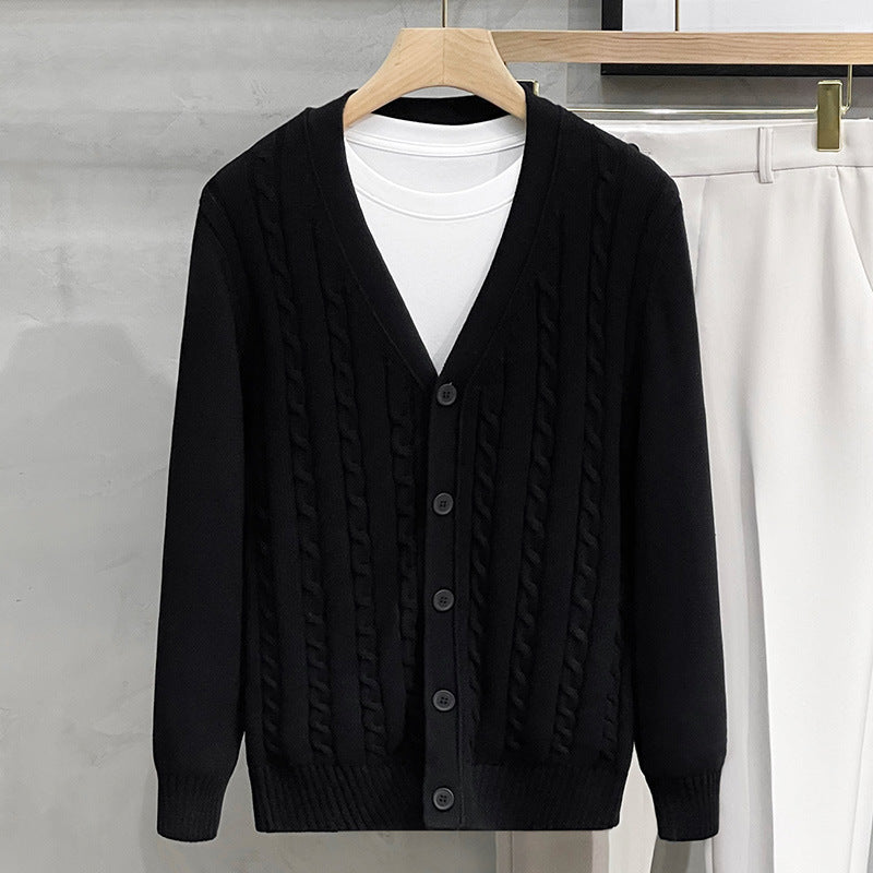 Timeless Men’s Knitted Jacket – Autumn Winter Elegance | same ANTHEM - Black / 2XL