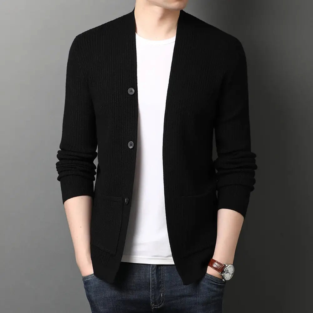 Timeless Men’s Sweater Coat | Classic & Elegant Knitwear for Soulmates | same ANTHEM - Black / 2XL