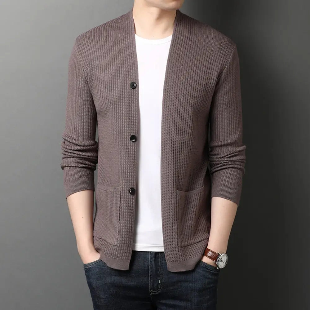 Timeless Men’s Sweater Coat | Classic & Elegant Knitwear for Soulmates | same ANTHEM - Khaki / 2XL