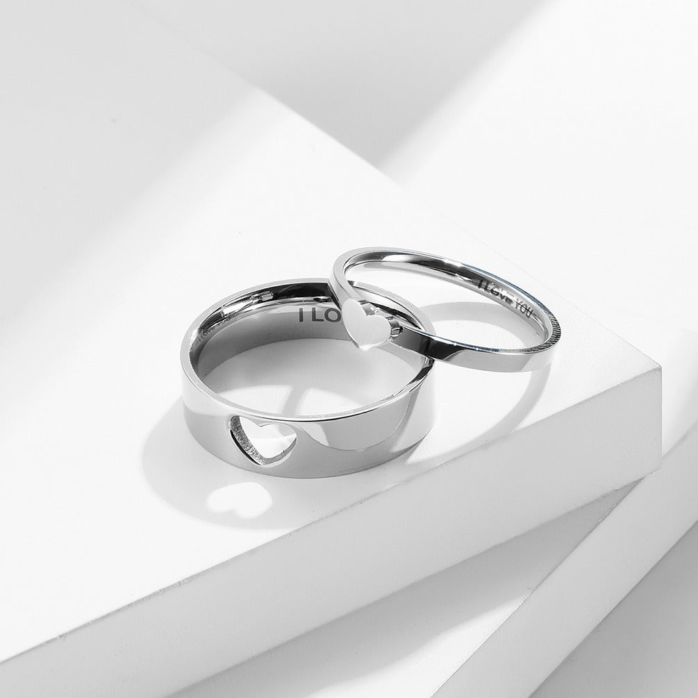 Titanium Heart Hollow Couple Rings – Soulmate Streetwear Jewelry | same ANTHEM.