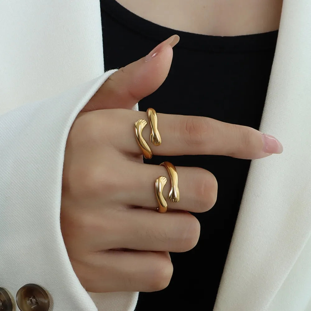 Titanium Steel Hug Ring for Soulmates | same ANTHEM. - Gold / 7