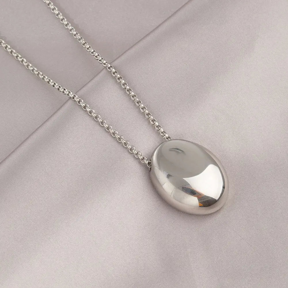 Titanium Steel Oval Pendant Necklace | Light Luxury Soulmate Jewellery | same ANTHEM - Silver