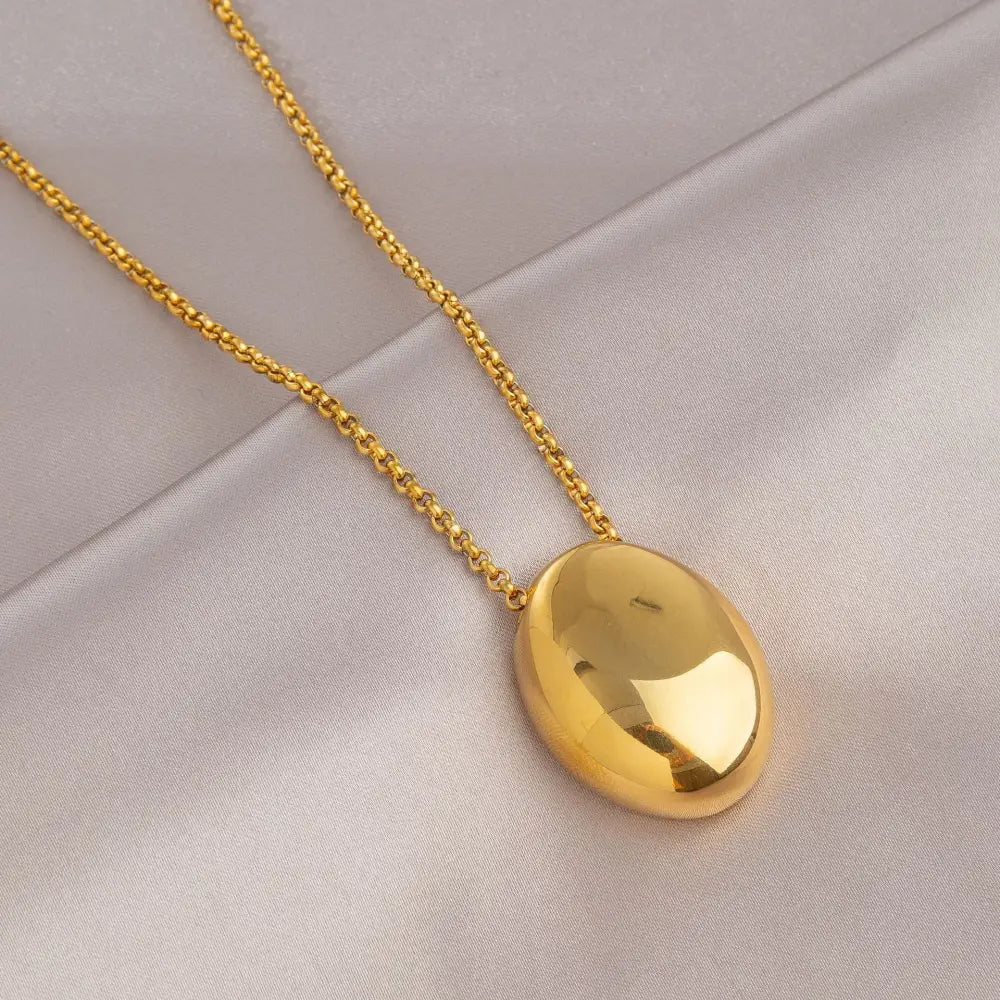 Titanium Steel Oval Pendant Necklace | Light Luxury Soulmate Jewellery | same ANTHEM - Gold