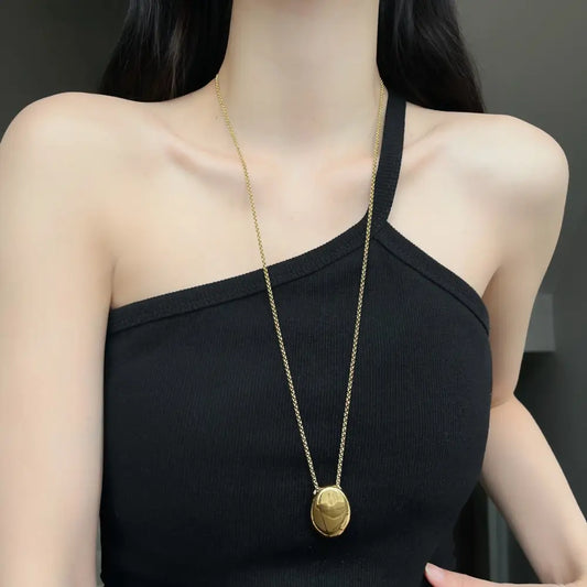 Titanium Steel Oval Pendant Necklace | Light Luxury Soulmate Jewellery | same ANTHEM