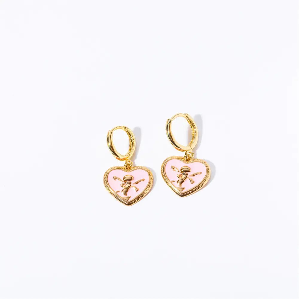 Titanium Steel Pink Peach Heart Women’s Earrings - Golden Angel Earrings