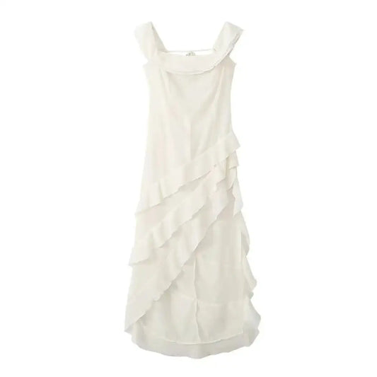 Translucent Chiffon One Shoulder Ruffle Dress – Soulmate Streetwear | same ANTHEM - white / S