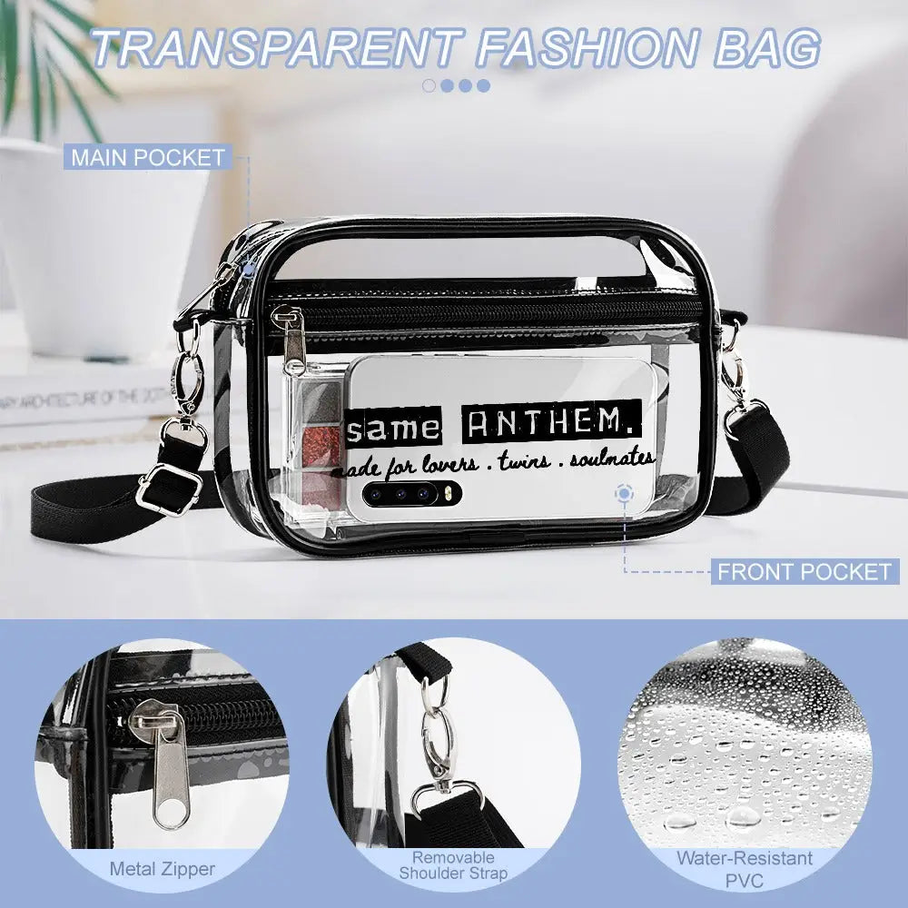 Transparent Crossbody Bag – Streetwear Bag for Soulmates & Besties by Same ANTHEM. - 22X15X5CM / TRANSPARENT