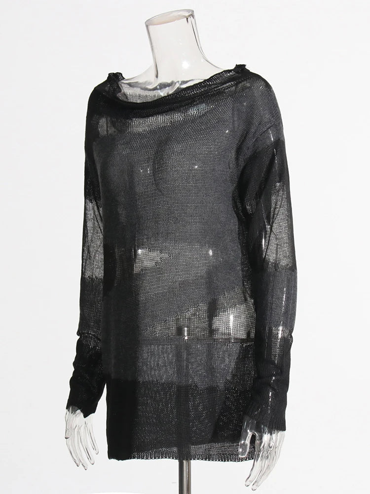 Turtleneck Mesh Patchwork Top – Dreamy Streetwear for Women | same ANTHEM