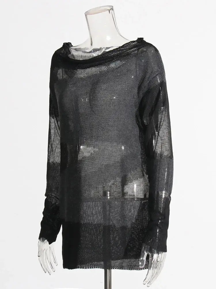 Turtleneck Mesh Patchwork Top – Dreamy Streetwear for Women | same ANTHEM