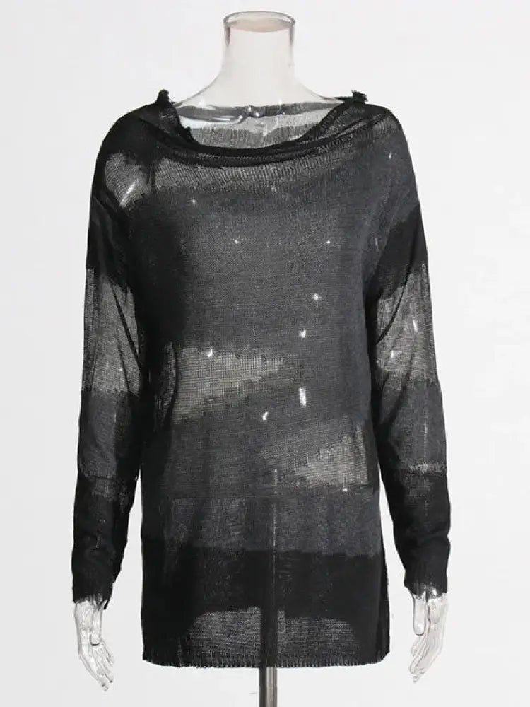 Turtleneck Mesh Patchwork Top – Dreamy Streetwear for Women | same ANTHEM - Black / S