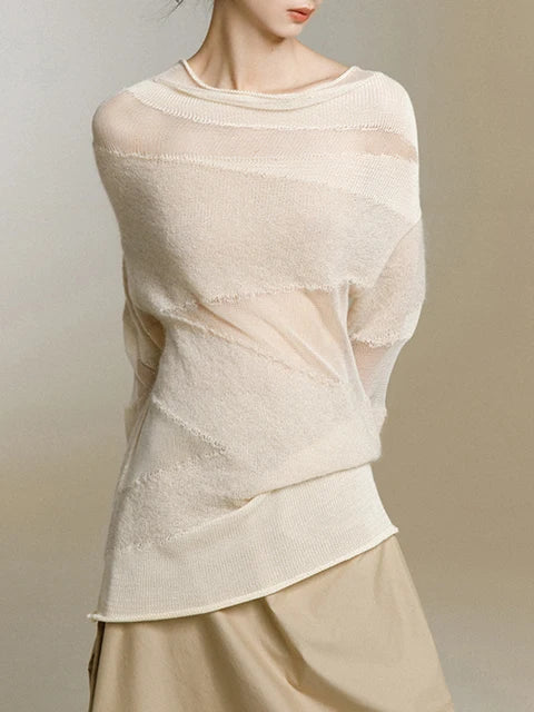 Turtleneck Mesh Patchwork Top – Dreamy Streetwear for Women | same ANTHEM - APRICOT / S