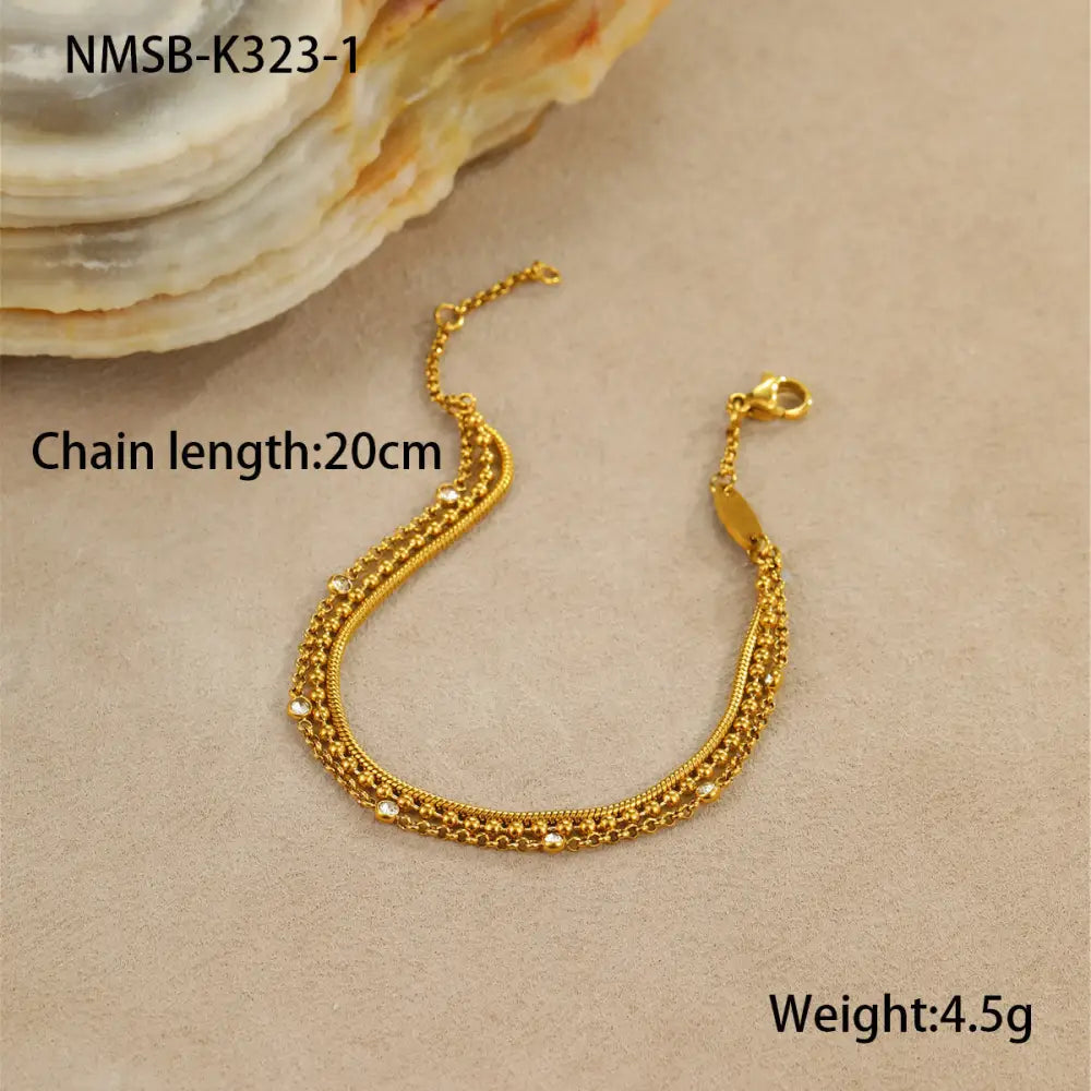 Twin Inlaid Zircon Bracelet | same ANTHEM. Soulmate Streetwear Jewellery - Gold Bracelet / 18K