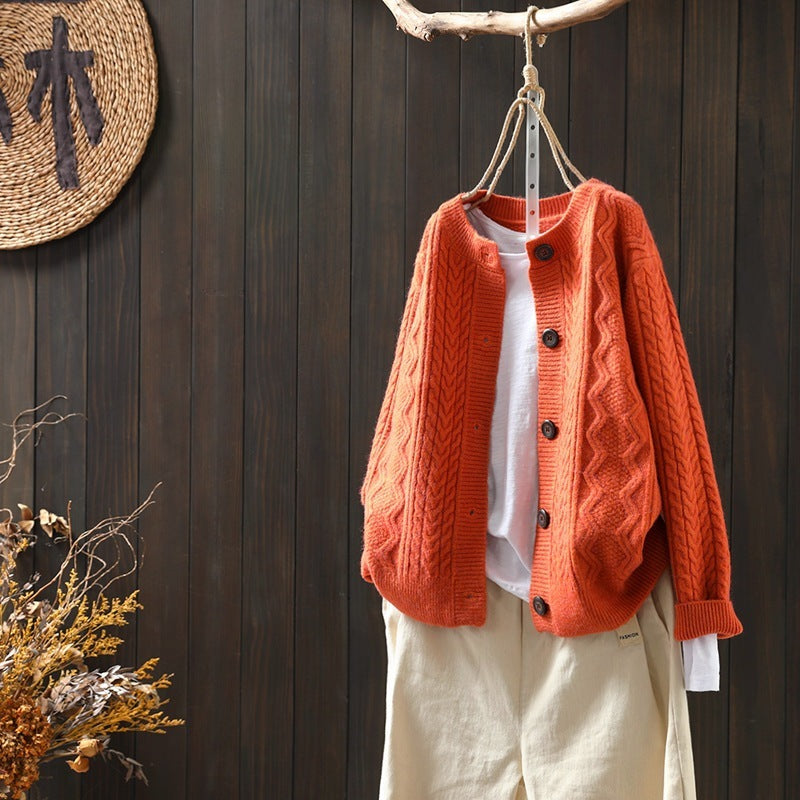 Twist Knit Cardigan for Women | same ANTHEM. Soulmate Streetwear - 2031 Orange / Free Size