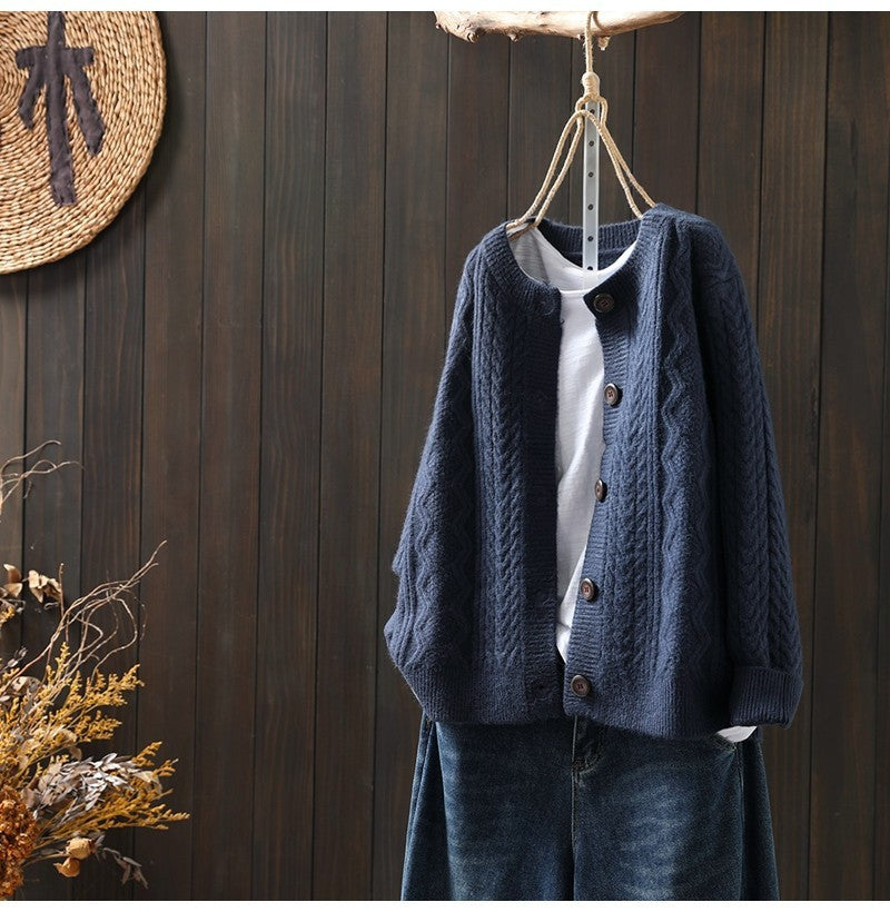 Twist Knit Cardigan for Women | same ANTHEM. Soulmate Streetwear - 2031 Navy Blue / Free Size