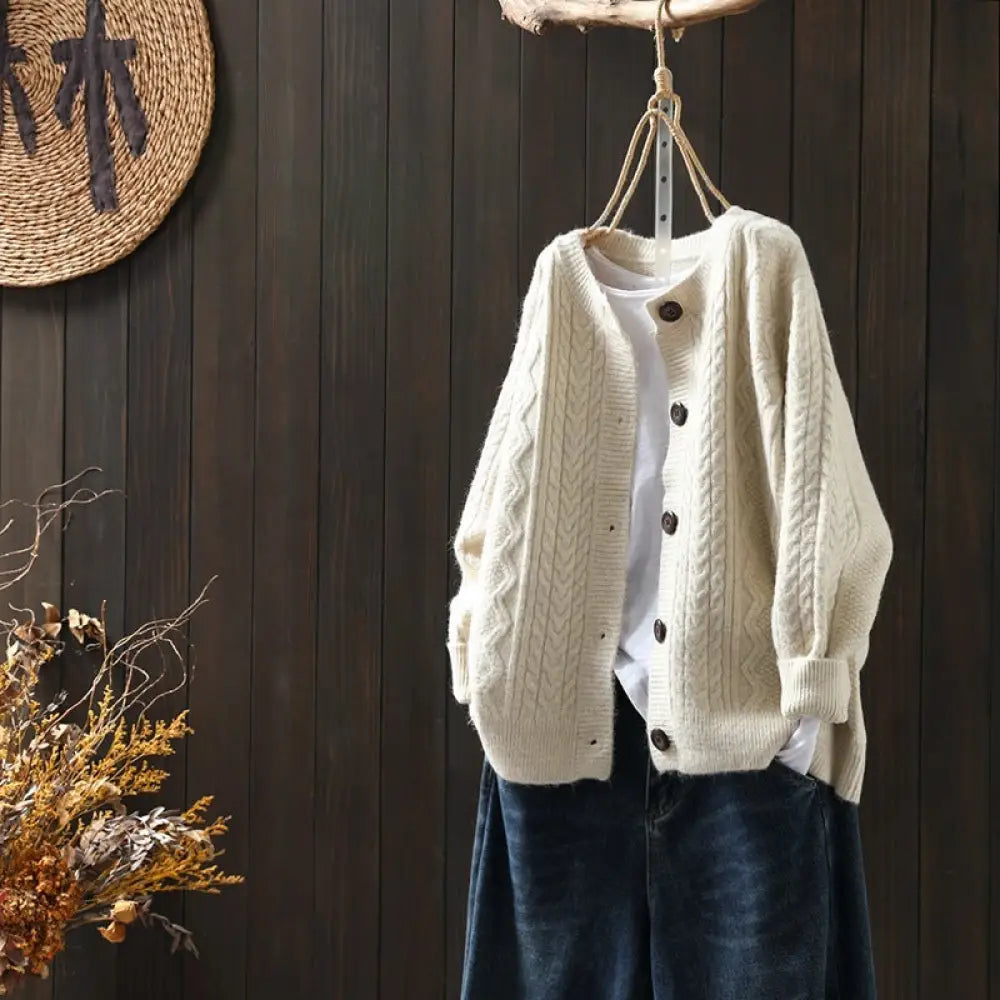 Twist Knit Cardigan for Women | same ANTHEM. Soulmate Streetwear - 2031 Beige / Free Size