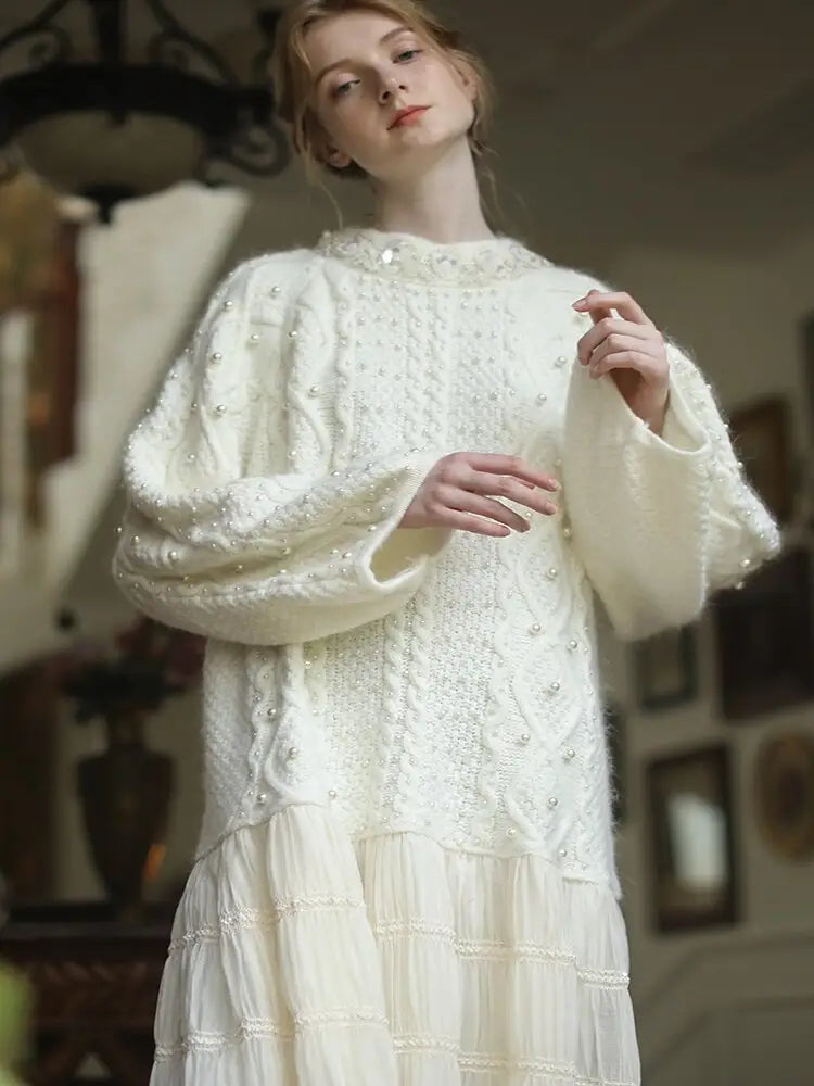 Two-Piece Loose Sweater Dress | same ANTHEM. - White / One Size