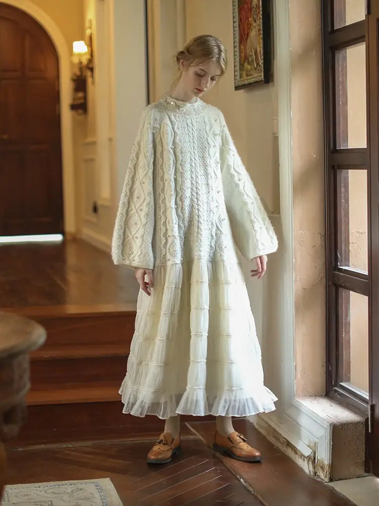 Two-Piece Loose Sweater Dress | same ANTHEM. - White / One Size