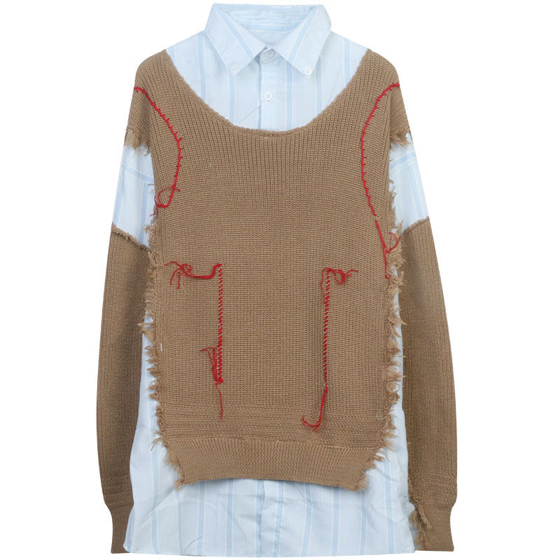 Two-Piece Spliced Sweater – dreamy soulmate streetwear | same ANTHEM. - coffee / S