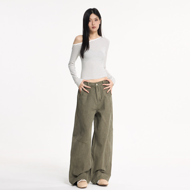 Unisex Retro Washed Cargo Pants – Baggy Loose Fit Streetwear | same ANTHEM Soulmate Fashion - Gray Green / XS
