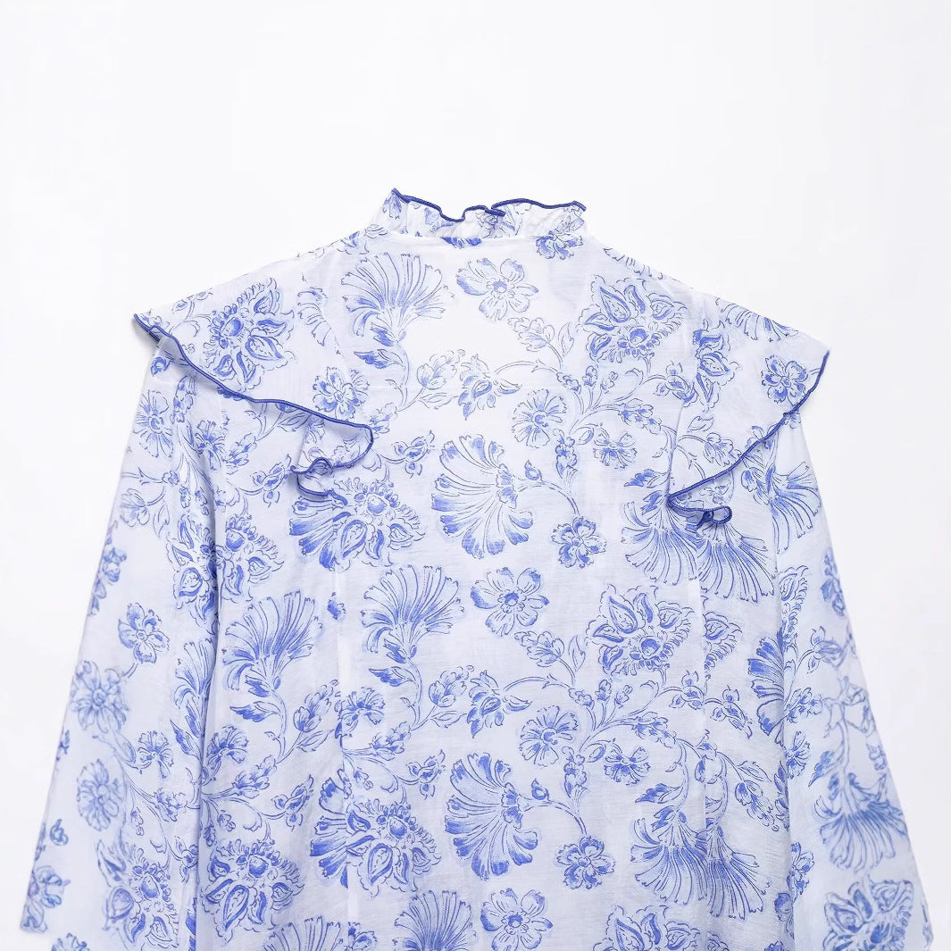 V-Neck Pleated Printed Shirt – Soulmate Streetwear | same ANTHEM