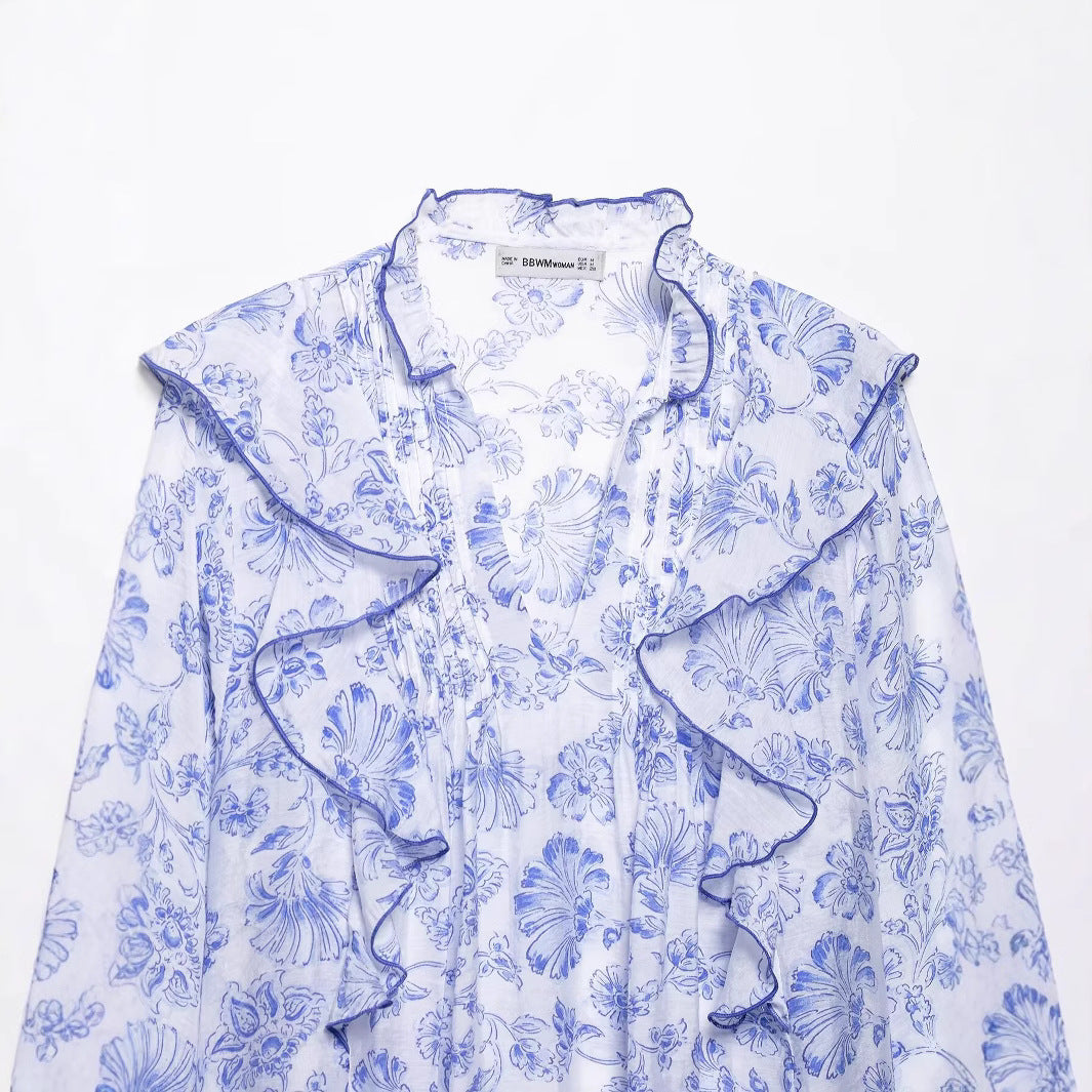 V-Neck Pleated Printed Shirt – Soulmate Streetwear | same ANTHEM
