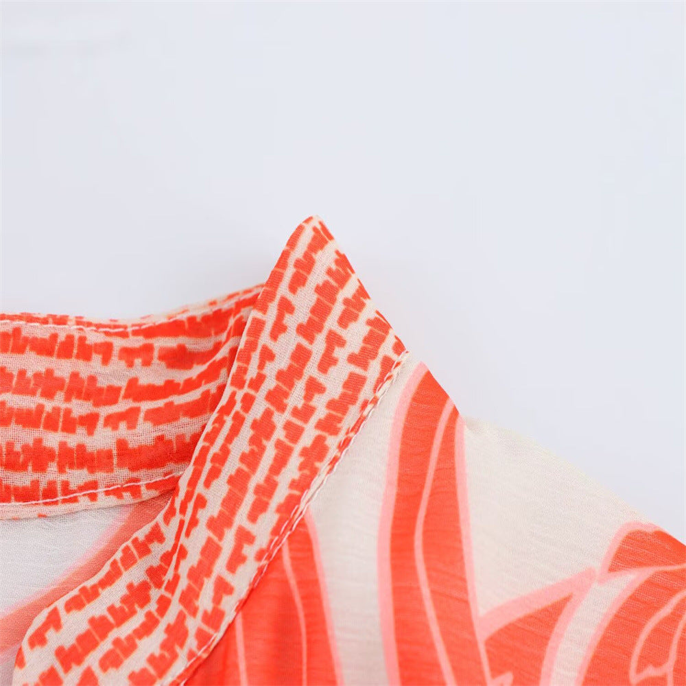 V-Neck Printed A-Line Dress with Waistband | Women’s Casual Chic | same ANTHEM.