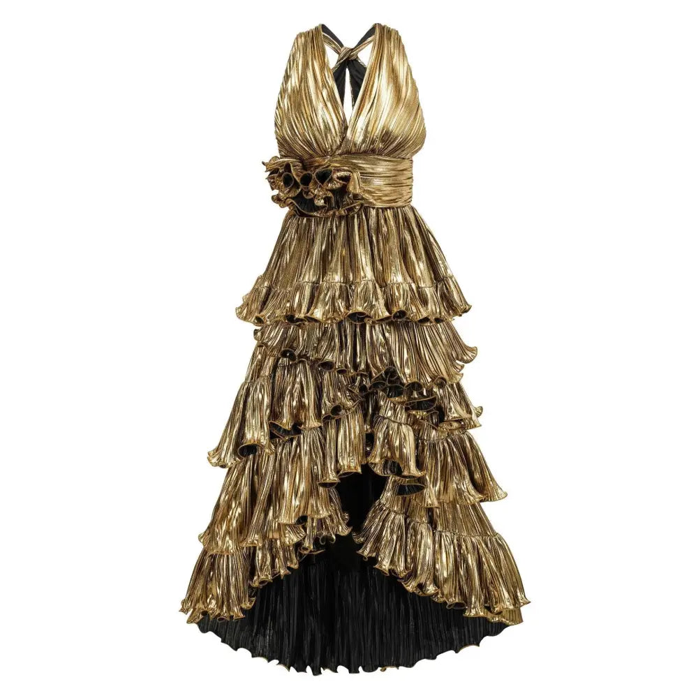 V-Neck Sleeveless Dress | same ANTHEM. - gold / S