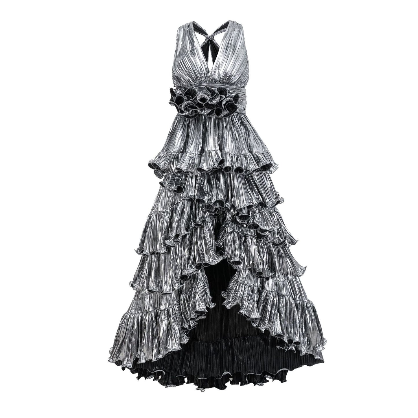 V-Neck Sleeveless Dress | same ANTHEM. - silvery / S