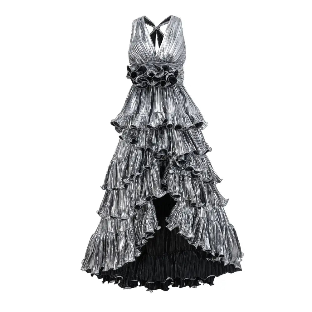 V-Neck Sleeveless Dress | same ANTHEM. - silvery / S