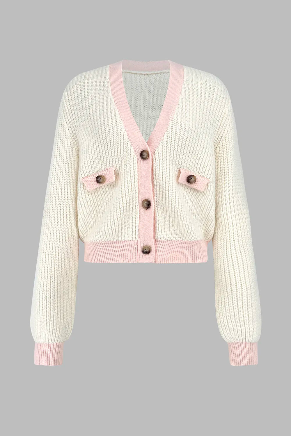 V-Neck Sweater Jacket – Chic Casualstyle Cardigan | same ANTHEM - Cream / L