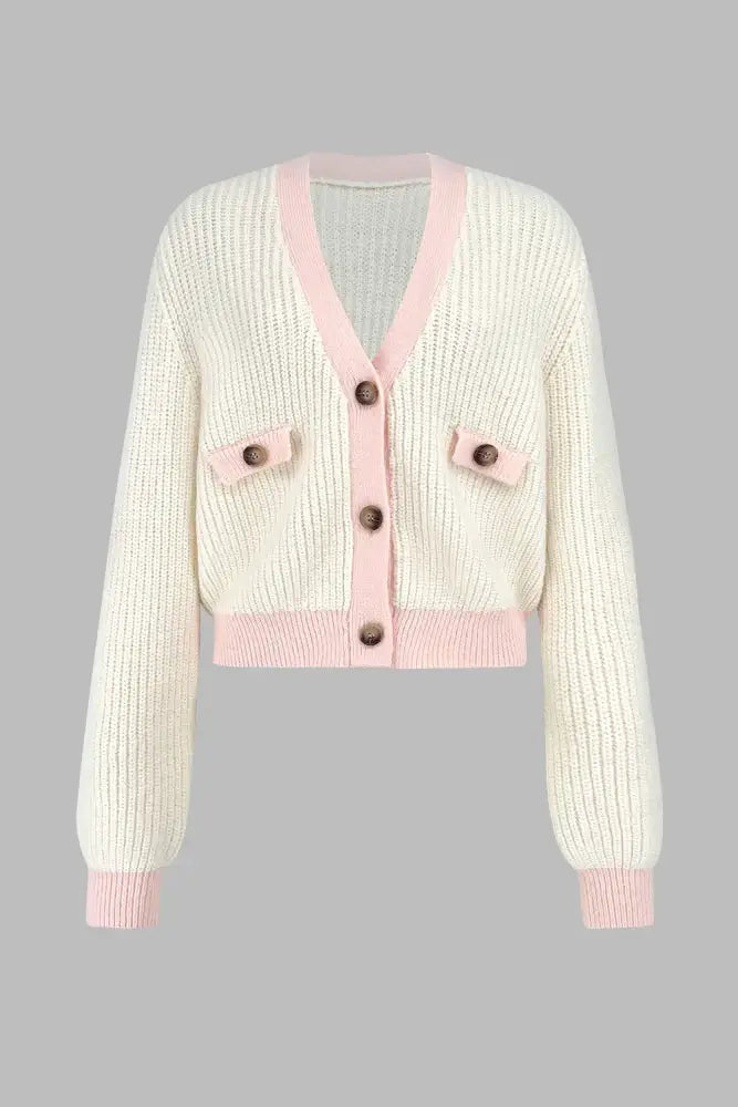 V-Neck Sweater Jacket – Chic Casualstyle Cardigan | same ANTHEM - Cream / L