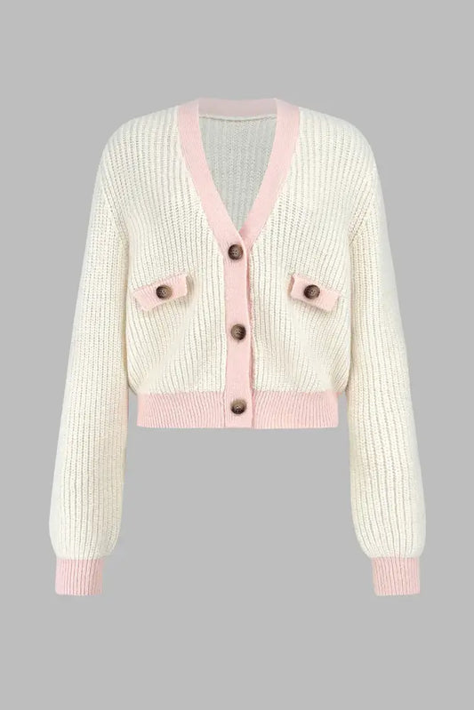 V-Neck Sweater Jacket – Chic Casualstyle Cardigan | same ANTHEM - Cream / L