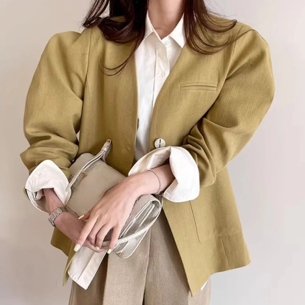 V Neck Vintage Puff Sleeve Jacket | soulmate wear | same ANTHEM