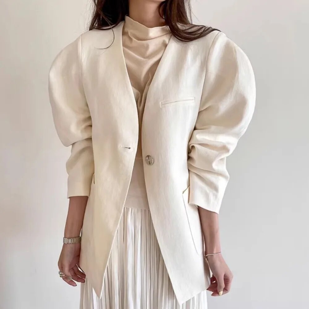 V Neck Vintage Puff Sleeve Jacket | soulmate wear | same ANTHEM