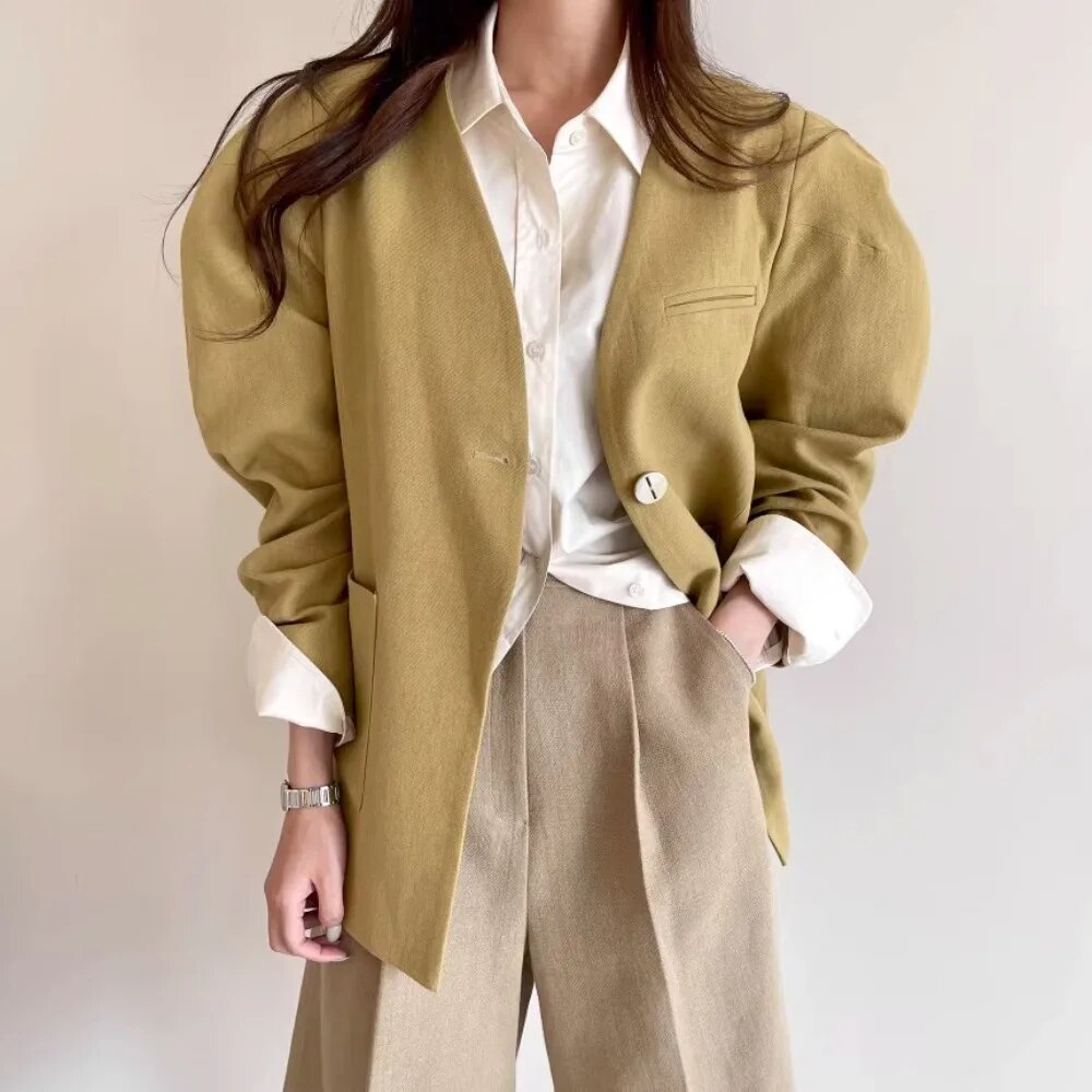 V Neck Vintage Puff Sleeve Jacket | soulmate wear | same ANTHEM