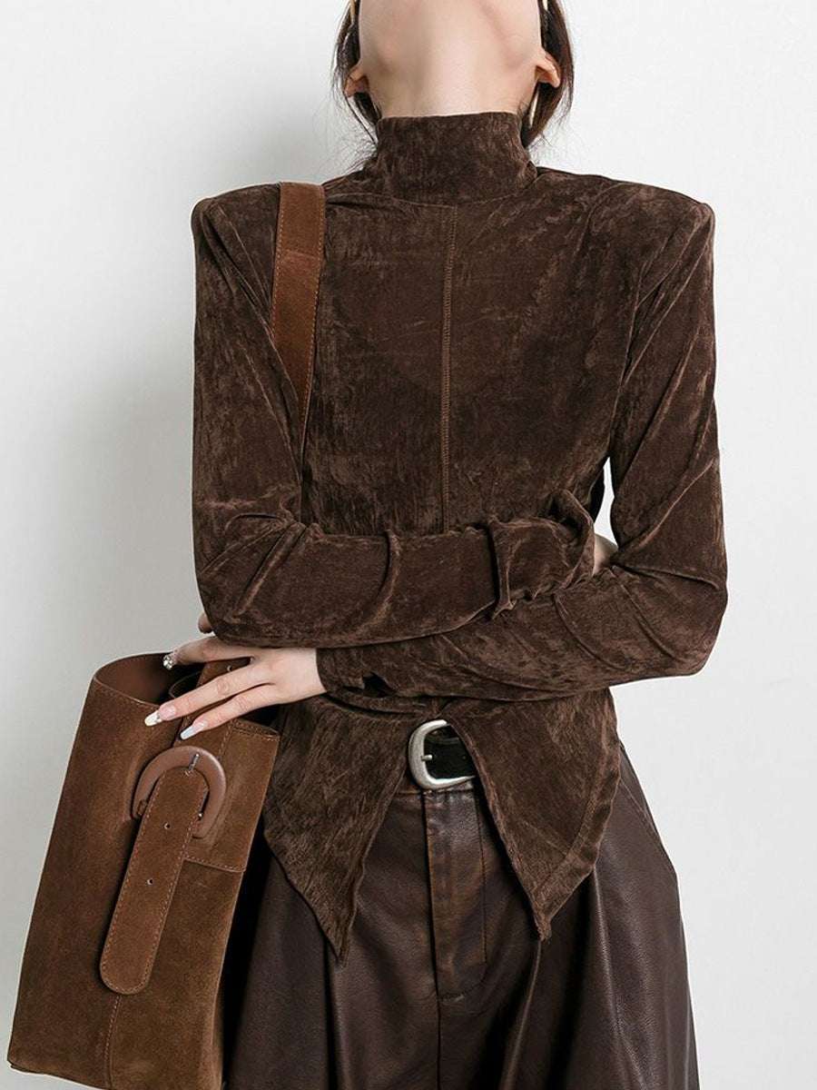 Velvet Half Turtleneck Top – Casual & Elegant | same ANTHEM