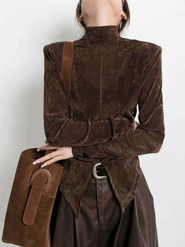 Velvet Half Turtleneck Top – Casual & Elegant | same ANTHEM