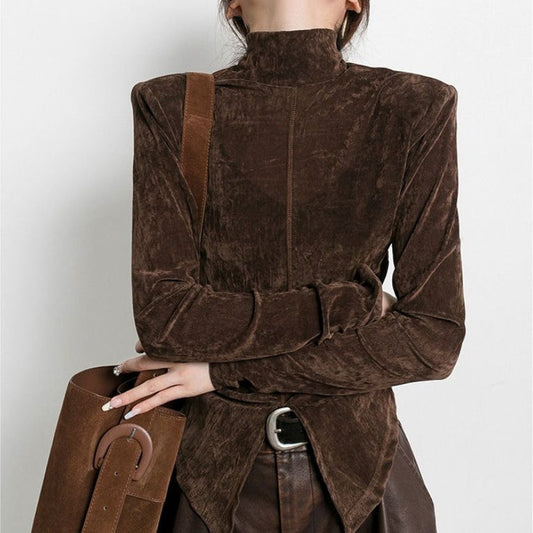 Velvet Half Turtleneck Top – Casual & Elegant | same ANTHEM