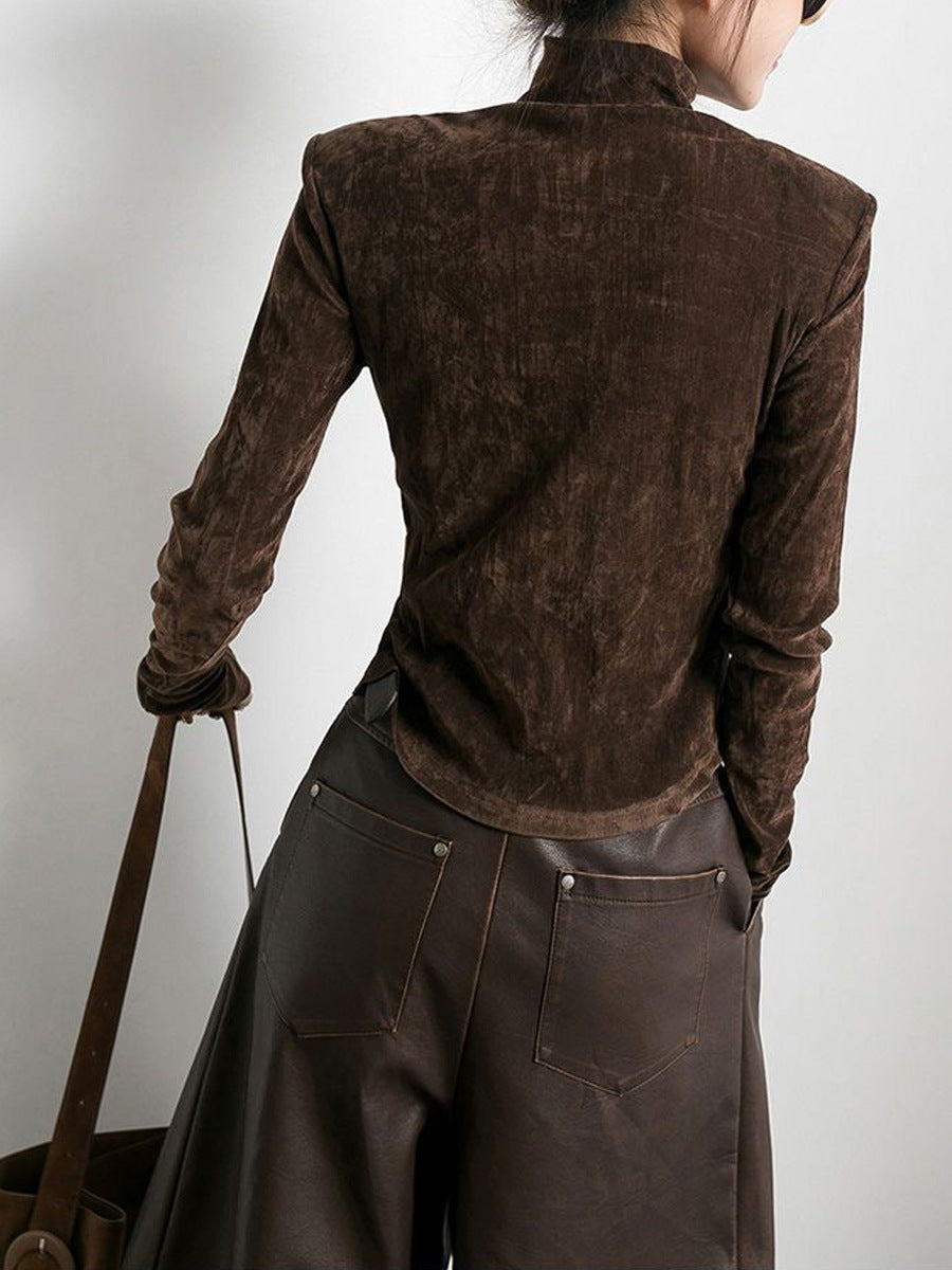 Velvet Half Turtleneck Top – Casual & Elegant | same ANTHEM