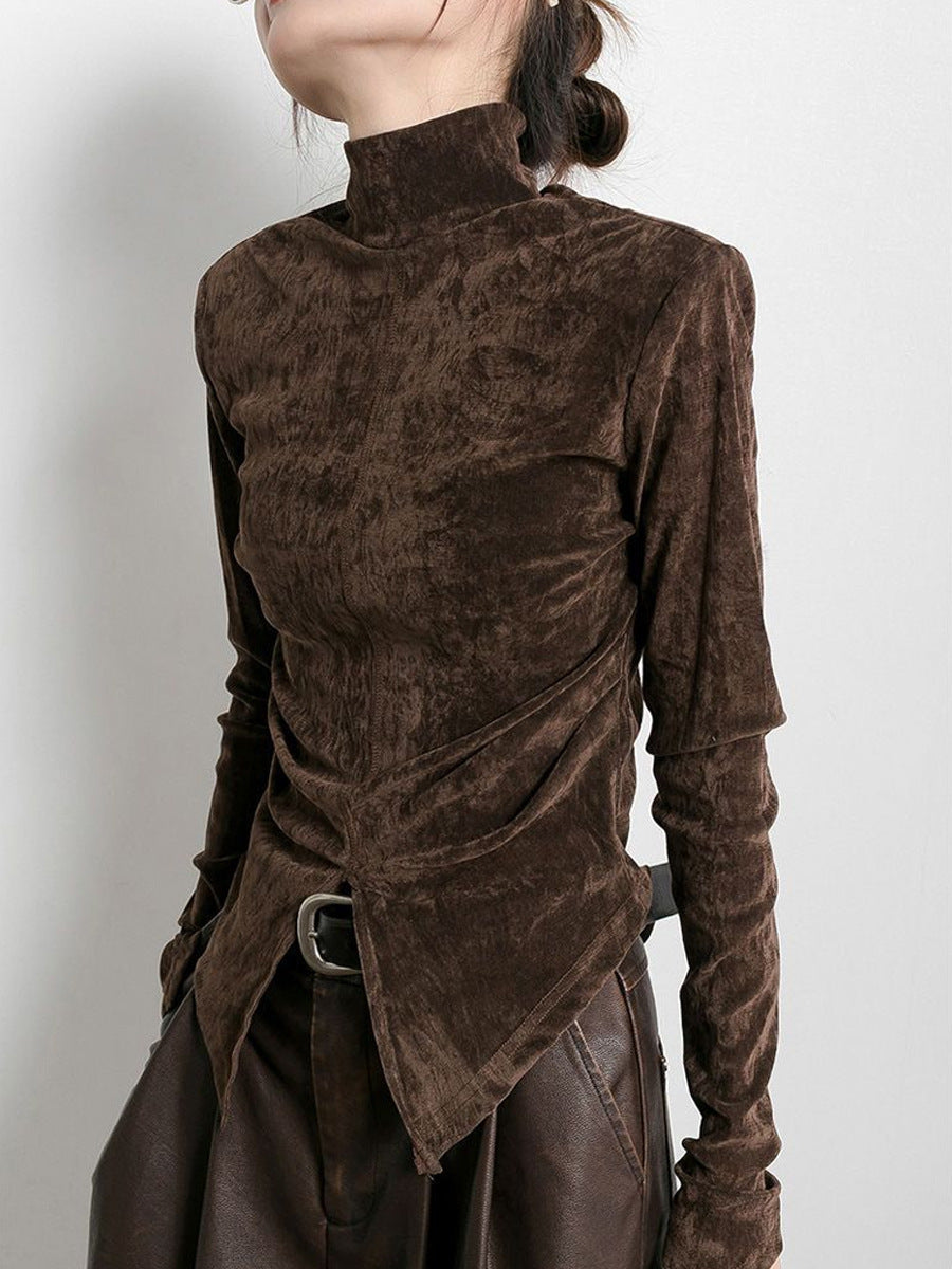 Velvet Half Turtleneck Top – Casual & Elegant | same ANTHEM
