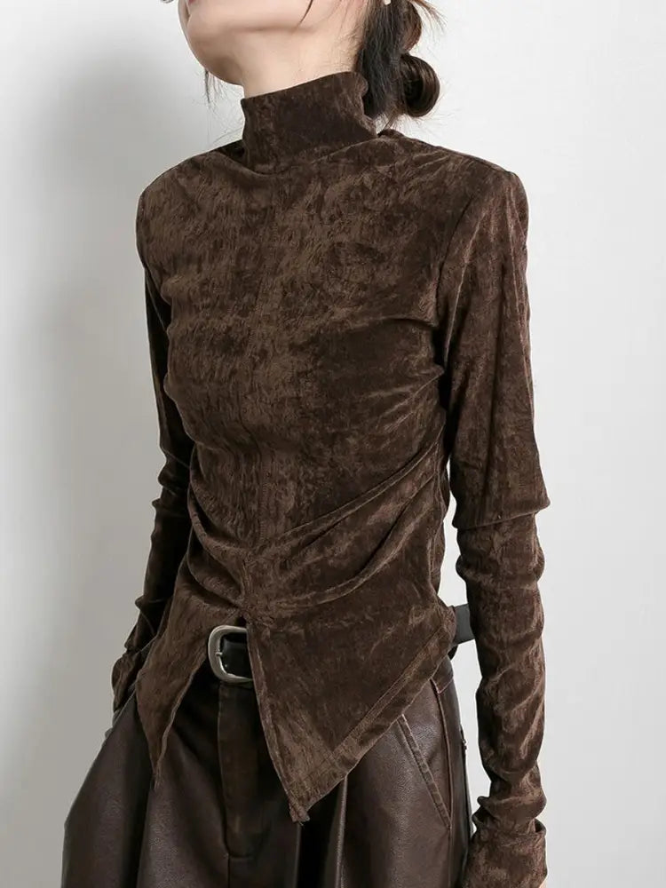 Velvet Half Turtleneck Top – Casual & Elegant | same ANTHEM