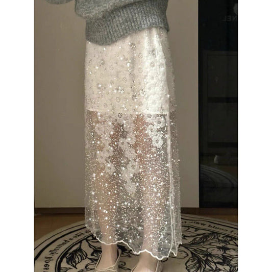 Versatile Floral Gauze Skirt | same ANTHEM. - White / S