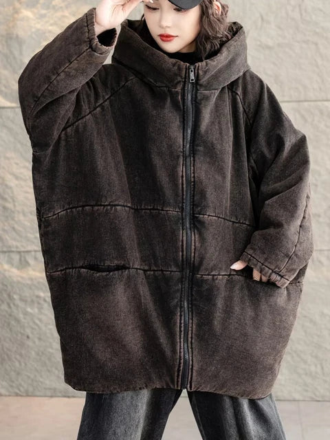versized Hooded Denim Parka – same ANTHEM. Cozy Streetwear for Soulmates - black / One Size / CHINA